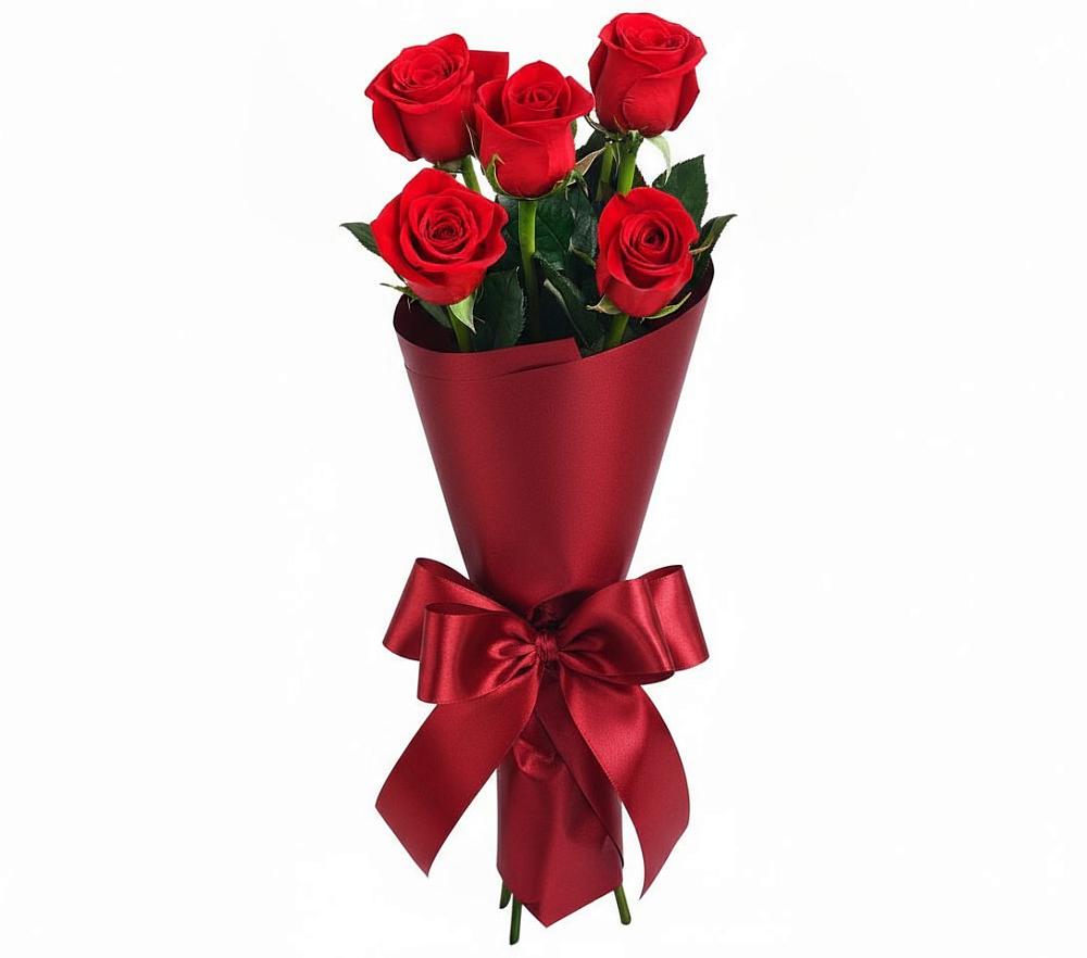 Букет 5 Красных роз Эдлесс Лав в Клину