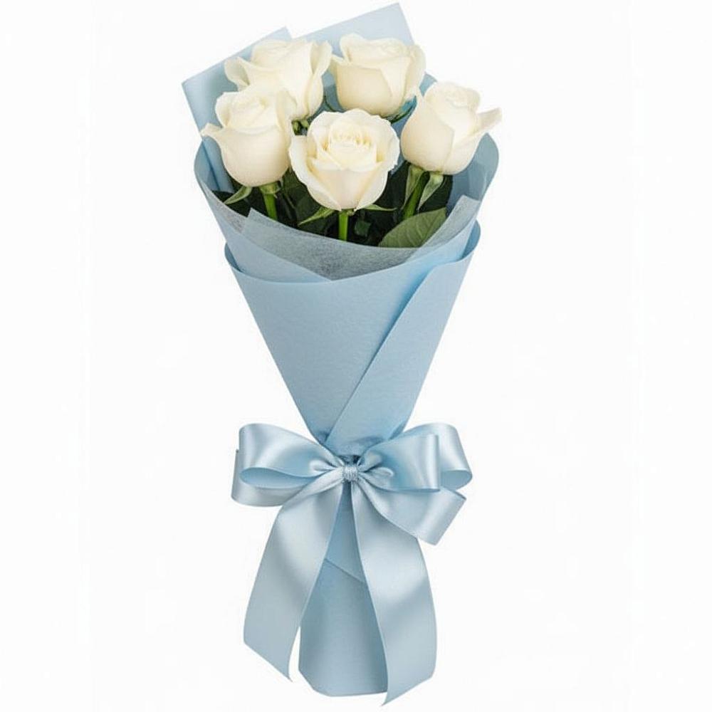 Букет 5 Белых роз Проуд в Клину