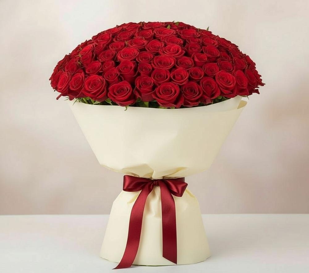 Букет 101 Красная роза Милано в Клину