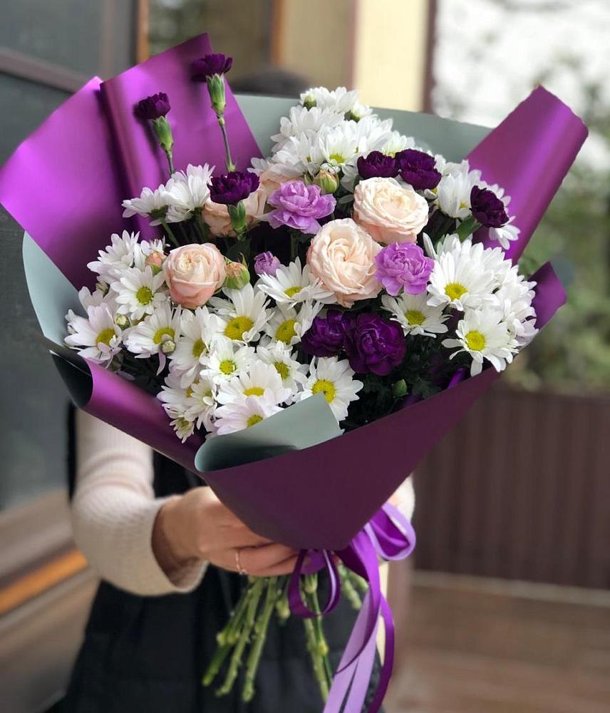 Букет цветов из: Хризантемы, Гвоздики и Розы в Клину