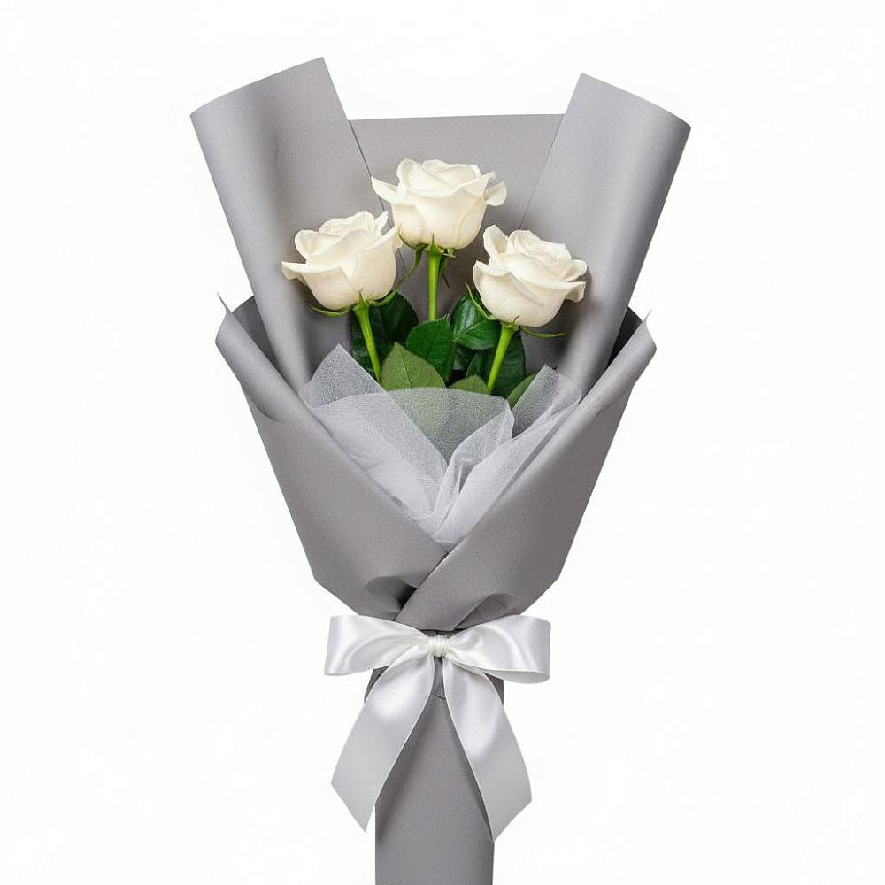 Букет 3 белые розы в Клину