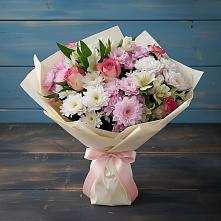 Букет цветов из:  Хризантемы, Альстромерии и Розы в Клину