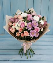 Букет цветов из:  Хризантемы, Розы и Альстромерии в Клину