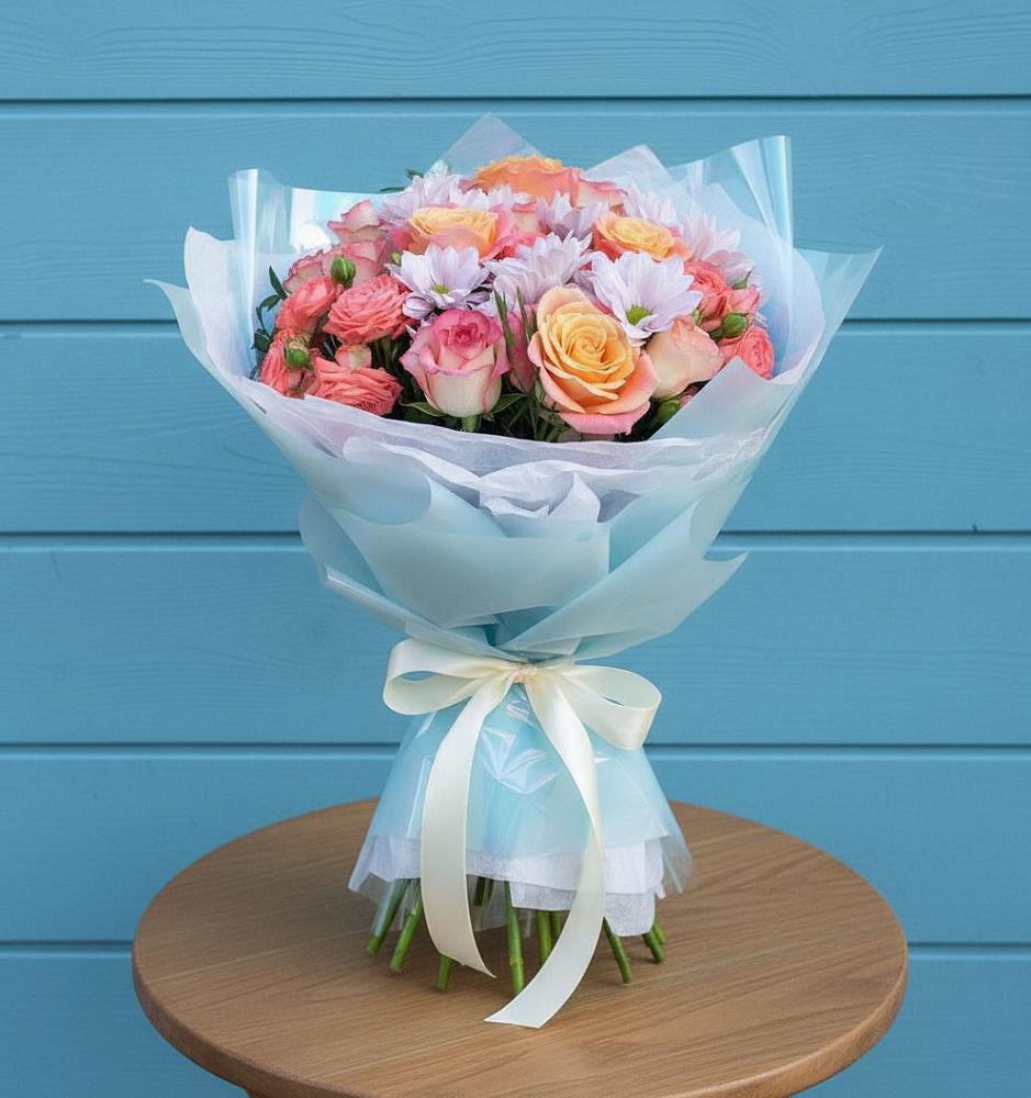 Букет цветов из: Хризантемы и Розы в Клину