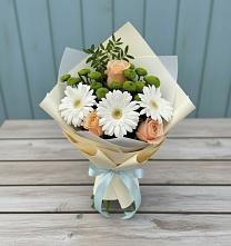 Букет цветов из:  Герберы, Розы и Хризантемы в Клину
